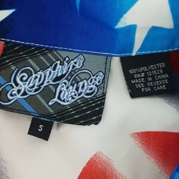 Motorcycle Flag Eagle Short Sleeve Button Front - Picture 4 of 4